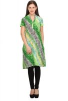 Ruhaan's Printed Women's A-line Kurta(Green)