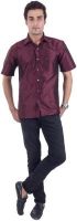 Scot Wilson Men's Solid Casual Maroon Shirt