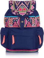 Shaun Design Canvas Neon Embroidered 8 L Medium Backpack(Blue)