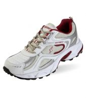 Sparx Reliable White And Maroon Sports Shoes