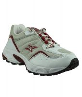 Sparx Silver Synthetic Leather Sport Shoes For Men