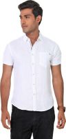 Vintage Soul Men's Solid Casual Linen White Shirt