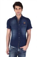 Vintage Soul Men's Solid Casual Blue Shirt