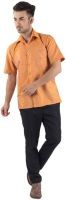 Warrior Men's Self Design Casual Gold Shirt