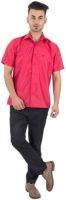 Warrior Men's Self Design Casual Red Shirt