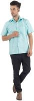 Warrior Men's Self Design Casual Light Green Shirt