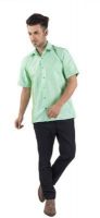 Warrior Men's Self Design Casual Green Shirt