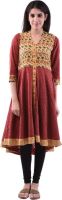 Aarr Printed Women's Anarkali Kurta(Maroon)