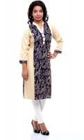 Aaika Casual Printed Women's Kurti(Dark Blue)