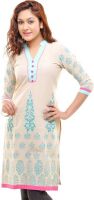 Aamii Casual Printed Women's Kurti(Beige)