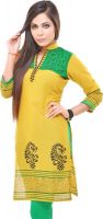 Aamii Casual Printed Women's Kurti(Yellow)