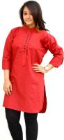 Aarti Collections Casual, Festive Solid Women's Kurti(Maroon)