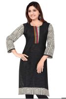 Amba Kurtis Casual Solid Women's Kurti(Black)