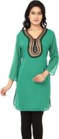 Anekaant Wedding, Festive, Party Solid Women's Kurti(Green)