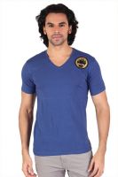Anger Beast Printed Men's V-neck Blue T-Shirt