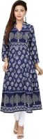 Bhane Casual Printed Women's Kurti(Dark Blue)