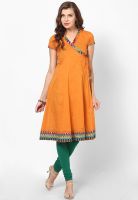 Bohemyan Blue Orange Solid Kurta