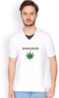Campus Sutra Solid Men's V-neck White T-Shirt