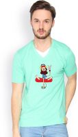 Campus Sutra Solid Men's V-neck Green T-Shirt