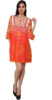 Chiktones Casual Printed Women's Kurti(Orange)