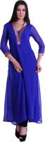 D&S Casual Solid Women's Kurti(Blue)