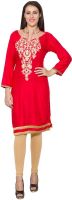 Fpc Creations Festive Embroidered Women's Kurti(Red)