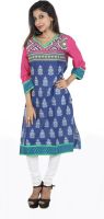Fazali Kurtis Casual Printed Women's Kurti(Blue)
