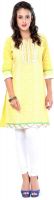 Glam & Luxe Casual Printed Women's Kurti(Yellow, White)