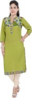 Gulmohar Jaipur Printed Women's Straight Kurta(Green)