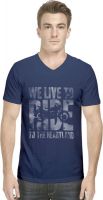 Hueman Printed Men's Round Neck Dark Blue T-Shirt