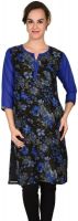 Jainish Casual Printed Women's Kurti(Blue, Black)