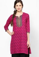 Jaipur Kurti Pink Printed Kurta