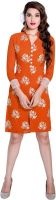Jiya Party Self Design, Embroidered Women's Kurti(Orange)