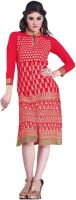Khushali Party, Festive Self Design, Embroidered Women's Kurti(Pink)