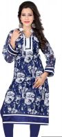 Manshvi Fashion Casual Solid Women's Kurti(Blue, White)