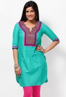 Kurti'S Light Blue Embroidered Kurtis