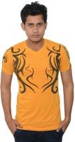Lampara Printed Men's V-neck Yellow T-Shirt
