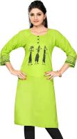 Meher Impex Casual Solid, Printed Women's Kurti(Green, Black)