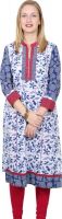 Missprint Printed Women's Straight Kurta(White, Maroon)