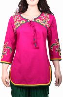 Mustard Printed Women's Pathani Kurta(Pink)