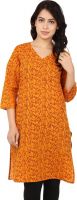 Nandhika Casual Printed Women's Kurti(Orange, Brown)