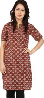 Nandhika Casual Printed Women's Kurti(Brown, White)