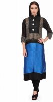 Natty India Casual Polka Print Women's Kurti(Black, Blue)