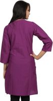 O' My Lady Casual Solid Women's Kurti(Purple)