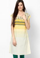 People Yellow Printed Kurtas