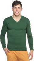 Pepperclub Solid Men's V-neck Green T-Shirt