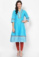 Plume Blue Printed Anarkali