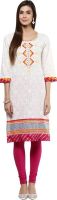 Prakhya Embroidered Women's Straight Kurta(Pink)