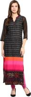 Raindrops Casual Printed Women's Kurti(Black)