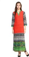 Raindrops Casual Printed Women's Kurti(Red)